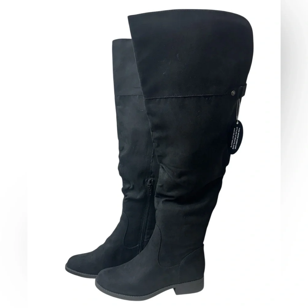 Sun + Stone Allicce Black Over The Knee Boots Wide Calf Size 7